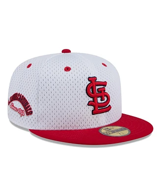 New Era Men's White St. Louis Cardinals Throwback Mesh 59Fifty Fitted Hat
