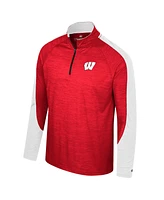 Colosseum Men's Red Wisconsin Badgers Langmore Raglan Quarter-Zip Top