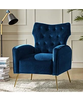 Modern Tufted Back Velvet Accent Chair for Living Room Bedroom