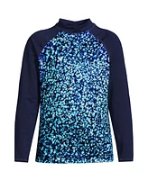 Lands' End Boys Chlorine Resistant Long Sleeve Mock Neck UPF50 Rash Guard