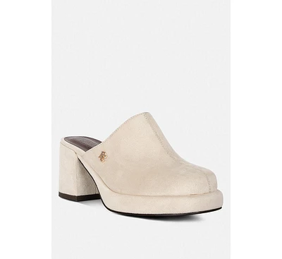 Rag & Co Delaunay Womens Suede Heeled Mules