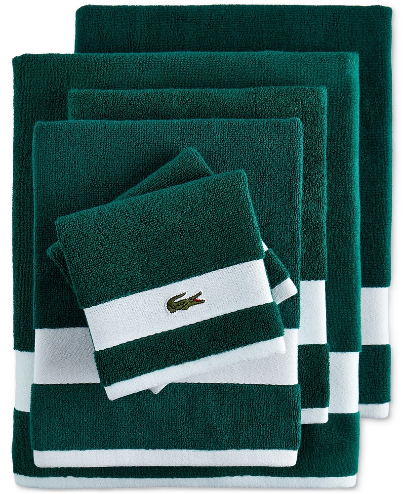 Lacoste Home Heritage Sport Stripe Logo Cotton 6-Pc. Bath Towel Set