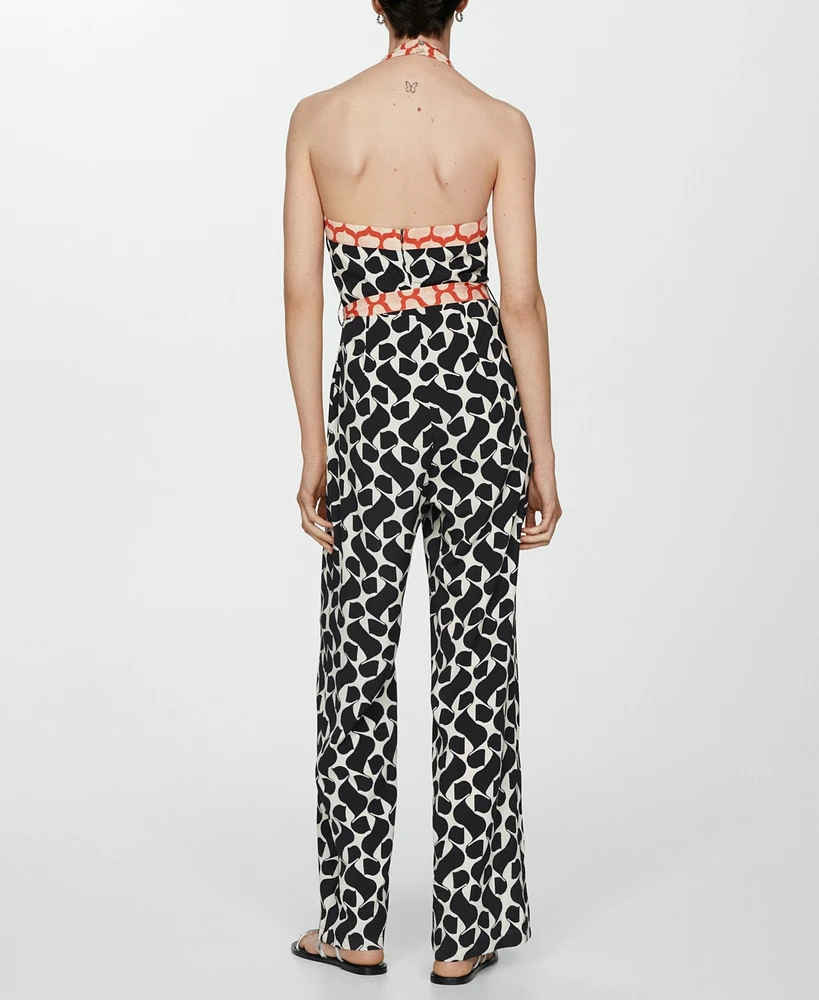 Mango Women's Printed Bow Detail Jumpsuit