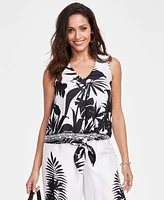 I.n.c. International Concepts Women's Printed Tie-Front Top, Created for Macy's