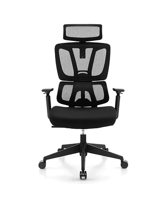 Slickblue Ergonomic Office Chair with Lumbar Support and Adjustable Headrest-Black