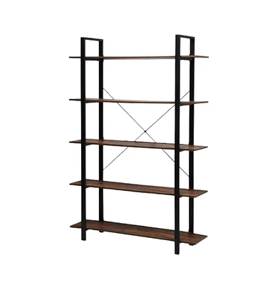 Slickblue 5-Tiers Bookshelf Industrial Bookcases Metal Frame Shelf Stand