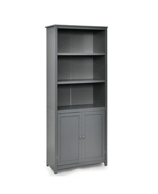 Slickblue Bookcase Shelving Storage Wooden Cabinet Unit Standing Display with Doors