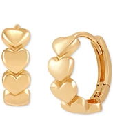 Polished Hearts Huggie Hoop Earrings in 14k Gold, 3/8"