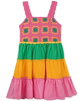 Rare Editions Little Girls Crochet Colorblocked Dress