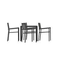 Tristan 5 Piece Indoor/Outdoor Dining Set With Table And Four Chairs With Poly Resin Slats