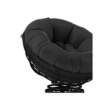 Papasan Style Woven Wicker Swivel Patio Chair With Removable All-Weather Cushion