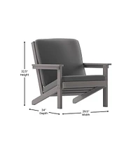 Riviera All-Weather Poly Resin Wood Adirondack Style Deep Seat Patio Club Chair With Cushions