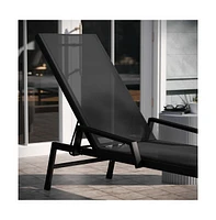 Emma+Oliver Braelin Textilene Adjustable 5 Position Patio Chaise Lounge With Armrests And Metal Frame