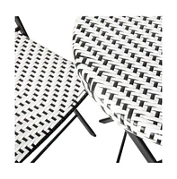 Emma+Oliver Ciel Three Piece Folding Bistro Set Pe Rattan With Metal Frames For Indoor And Outdoor Use