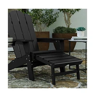 Ridley Hdpe Adirondack Chair With Cup Holder And Pull Out Ottoman, All-Weather Indoor/Outdoor Lounge