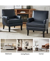 Nihad Modern Faux Leather Accent Chair with Nailhead Trim
