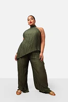 Rebdolls Plus Size Aleah Plisse Wide Leg Pant W. Pockets