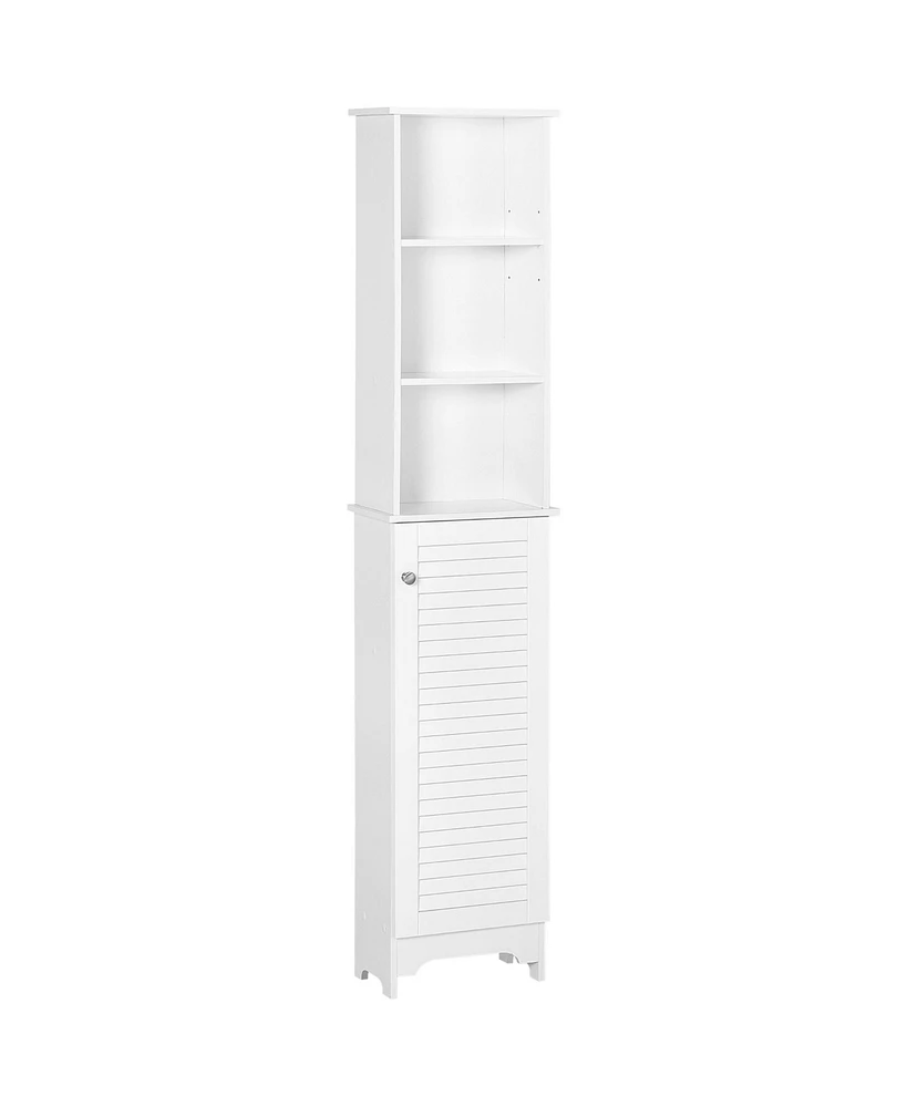 Homcom Bathroom Cabinet Cupboard Shelving Storage Unit w/ Door & 6 Shelves