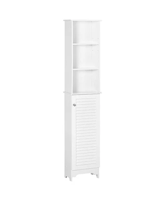 Homcom Bathroom Cabinet Cupboard Shelving Storage Unit w/ Door & 6 Shelves