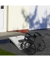 Homcom Textured Aluminum Portable Wheelchair Ramp for Home, Steps, Doorways, Foldable Handicap Ramp 2', Threshold Ramp with Durability for Strong Load