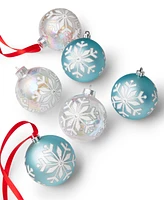 Holiday Lane Northern Holiday Decorated Ball Ornaments, Set of 6, Created for Macy's