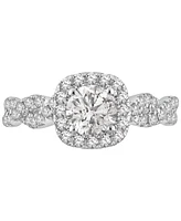 Gia Certified Diamond Halo Engagement Ring (1 ct. t.w.) in 14k White Gold