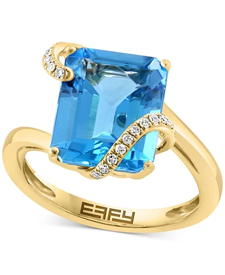 Effy Blue Topaz (6-1/5 ct. t.w.) & Diamond (1/10 ct. t.w.) Swirl Ring in 14k Gold