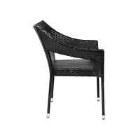 Emma+Oliver Embry All-Weather Indoor/Outdoor Stacking Patio Dining Chairs With Steel Frame And Weather Resistant Pe Rattan