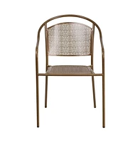 Emma+Oliver Commercial Grade 5 Pack Indoor-Outdoor Steel Patio Arm Chair With Round Back