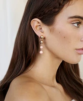 Ettika Pink Freshwater Pearl Gold Drop Earrings
