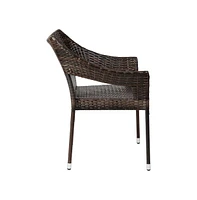 Emma+Oliver Embry All-Weather Indoor/Outdoor Stacking Patio Dining Chairs With Steel Frame And Weather Resistant Pe Rattan