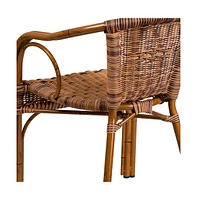 Esna Series Stacking Rattan Patio Chair With Bamboo Look Aluminum Frame And Integrated Arms