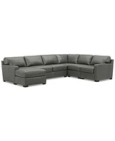 Radley 136" 5-Pc. Leather Square Corner Modular Chase Sectional, Created for Macy's