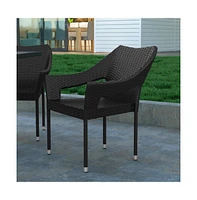 Embry All-Weather Indoor/Outdoor Stacking Patio Dining Chairs With Steel Frame And Weather Resistant Pe Rattan