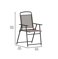Munroe Set Of Textilene Folding Sling Style Patio Chairs With Armrests