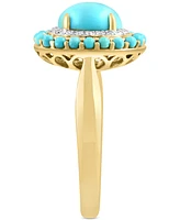 Effy Turquoise & Diamond (1/10 ct. t.w.) Halo Ring in 14k Gold