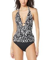 Carmen Marc Valvo Womens Animal Print O Ring Tankini Top Bottom