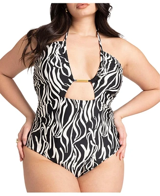 Eloquii Plus Halter Neck Ruched One Piece