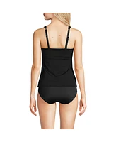 Lands' End Women's D-Cup Chlorine Resistant Smoothing Control Mesh High Neck Tankini Swimsuit Top