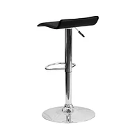Solid Wave Seat Vinyl Adjustable Height Barstool With Chrome Base