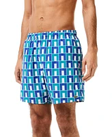 Lacoste Men's Abstract-Print Quick-Dry 6" Swim Trunks