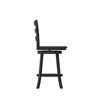 Therus Commercial Grade Classic Wooden Ladderback Swivel Stool With Solid Wood Seat And Footrest