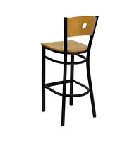 Wood Circle Back Metal Restaurant Dining Barstool