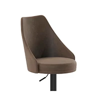 Mischa Set Of Two Adjustable Height Dining Stools With Tufted Upholstered Seats And Pedestal Base With Footring