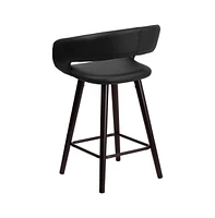 Plath 24 Inch Cappuccino Ultramodern Bar Counter Stool With Upholstered Seat