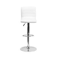 Coti Modern Channel Tufted Upholstered Height Adjustable Mid-Back Stool And Pedestal Base With Footrest