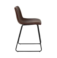24 Inch Faux Counter Height Bucket Seat Stools, Set Of 2