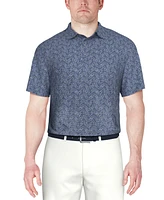 Pga Tour Men's Printed Short Sleeve Textured Performance Polo Shirt