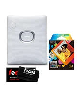 Fujifilm Instax Square Link Instant Smartphone Printer (White) with Rainbow Film