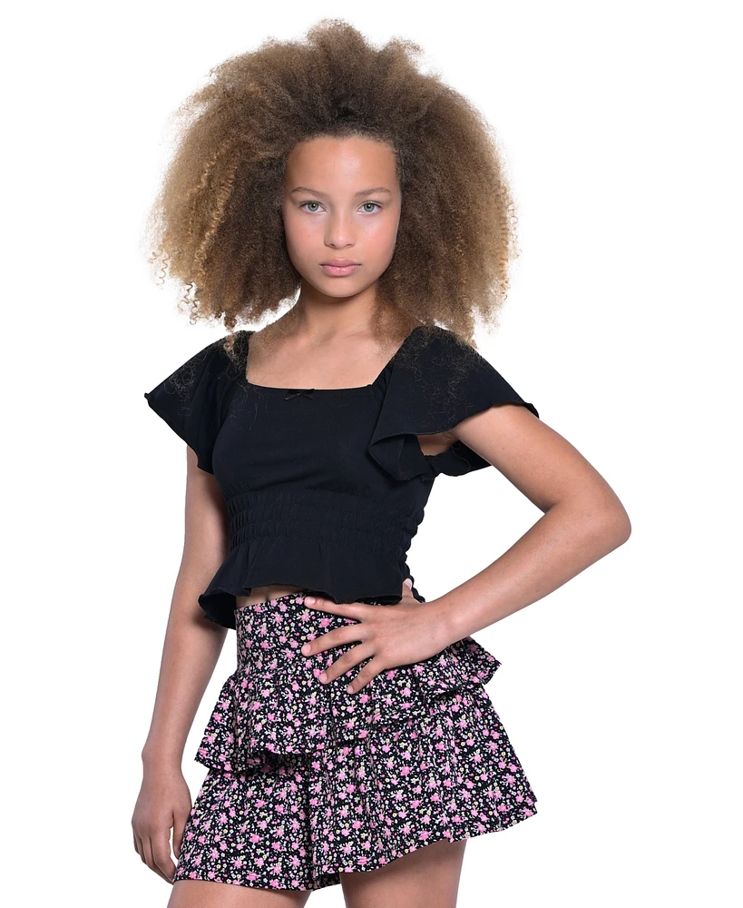 With Jules Big Girls Flutter Sleeve Top